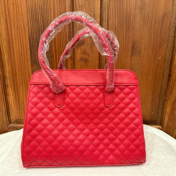 Scarleton Red Quilted Bow Satchel Handbag Crossbody Vegan Leather- NWT - Picture 3 of 8